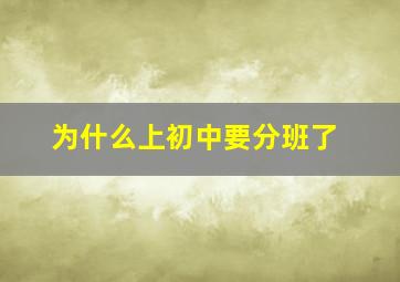 为什么上初中要分班了