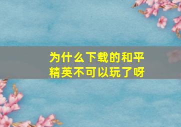 为什么下载的和平精英不可以玩了呀