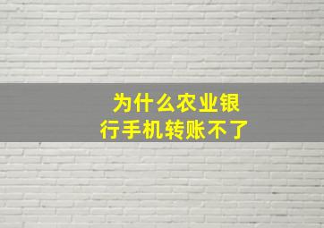 为什么农业银行手机转账不了