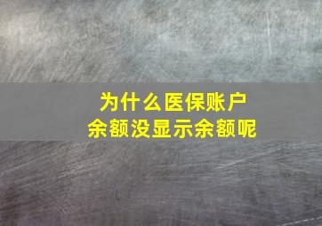 为什么医保账户余额没显示余额呢