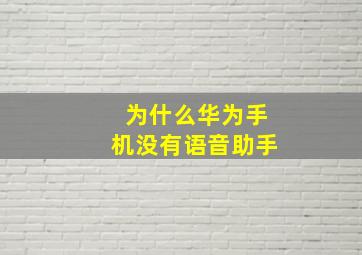 为什么华为手机没有语音助手