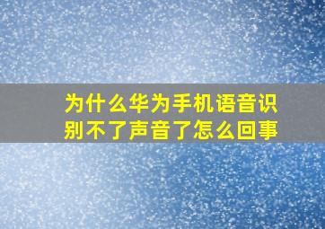 为什么华为手机语音识别不了声音了怎么回事