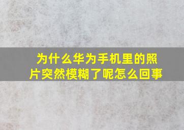 为什么华为手机里的照片突然模糊了呢怎么回事