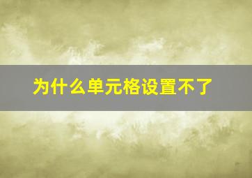 为什么单元格设置不了