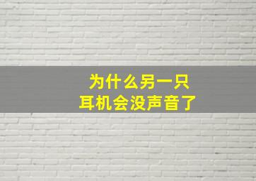 为什么另一只耳机会没声音了