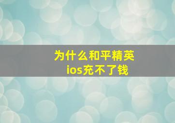 为什么和平精英ios充不了钱