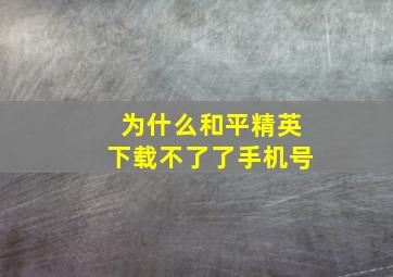 为什么和平精英下载不了了手机号