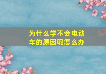 为什么学不会电动车的原因呢怎么办