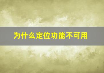 为什么定位功能不可用