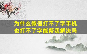 为什么微信打不了字手机也打不了字能帮我解决吗