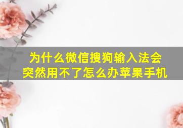 为什么微信搜狗输入法会突然用不了怎么办苹果手机