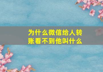 为什么微信给人转账看不到他叫什么