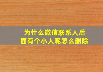 为什么微信联系人后面有个小人呢怎么删除