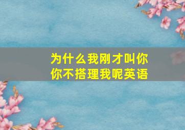 为什么我刚才叫你你不搭理我呢英语