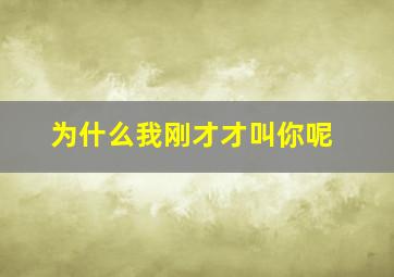 为什么我刚才才叫你呢