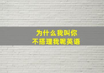 为什么我叫你不搭理我呢英语