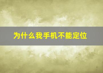 为什么我手机不能定位