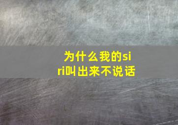 为什么我的siri叫出来不说话