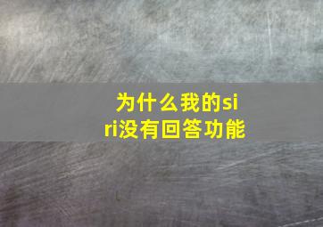 为什么我的siri没有回答功能