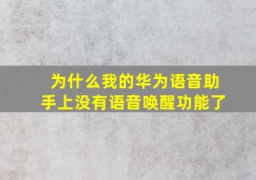 为什么我的华为语音助手上没有语音唤醒功能了