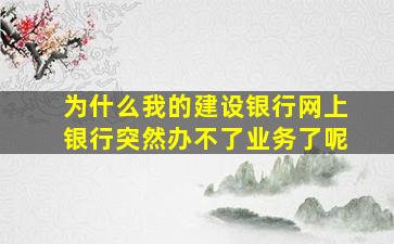 为什么我的建设银行网上银行突然办不了业务了呢