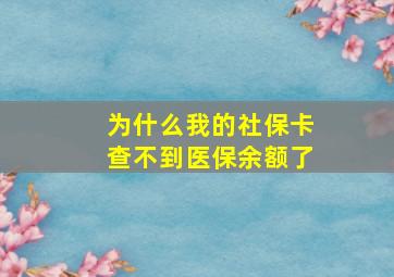 为什么我的社保卡查不到医保余额了