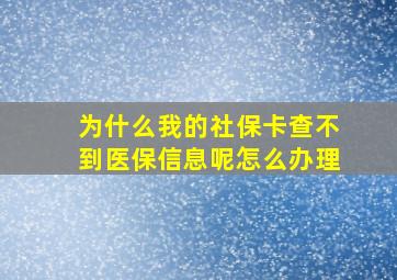 为什么我的社保卡查不到医保信息呢怎么办理