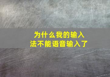 为什么我的输入法不能语音输入了