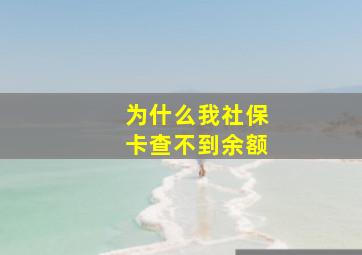 为什么我社保卡查不到余额