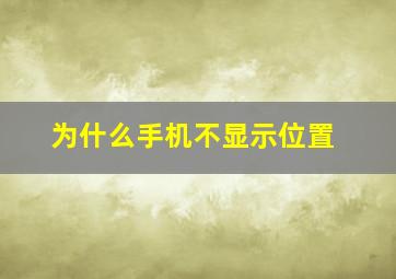 为什么手机不显示位置