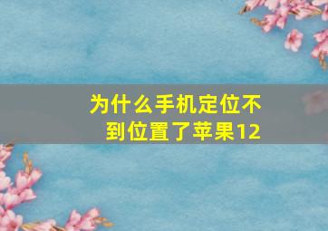 为什么手机定位不到位置了苹果12