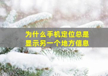 为什么手机定位总是显示另一个地方信息