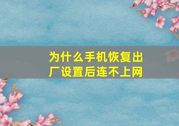 为什么手机恢复出厂设置后连不上网