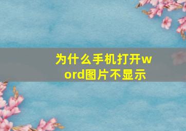 为什么手机打开word图片不显示