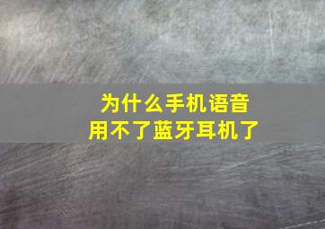 为什么手机语音用不了蓝牙耳机了