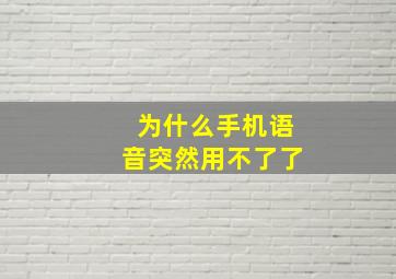 为什么手机语音突然用不了了