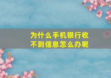 为什么手机银行收不到信息怎么办呢