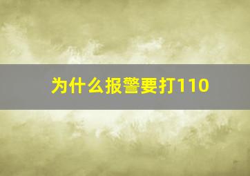 为什么报警要打110