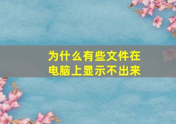 为什么有些文件在电脑上显示不出来