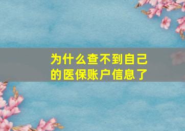 为什么查不到自己的医保账户信息了