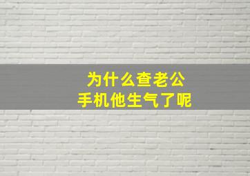 为什么查老公手机他生气了呢