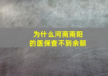 为什么河南南阳的医保查不到余额