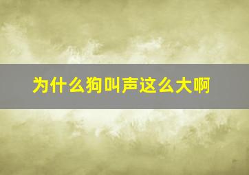 为什么狗叫声这么大啊