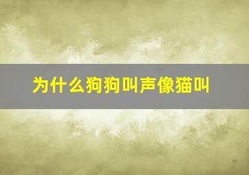 为什么狗狗叫声像猫叫