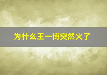 为什么王一博突然火了