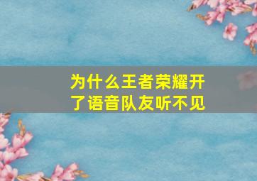 为什么王者荣耀开了语音队友听不见