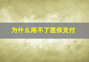 为什么用不了医保支付