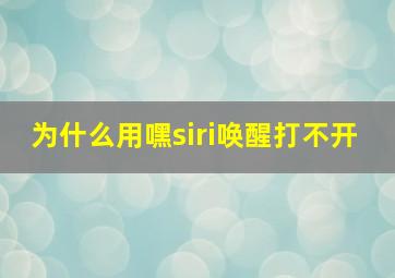 为什么用嘿siri唤醒打不开