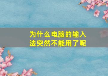 为什么电脑的输入法突然不能用了呢