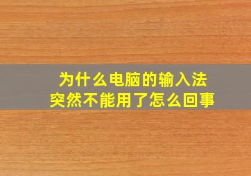 为什么电脑的输入法突然不能用了怎么回事